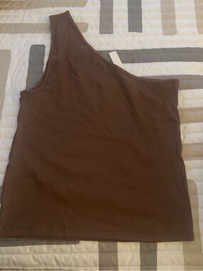 Madewell Ribbed One-Shoulder Tank - Chestnut Brown